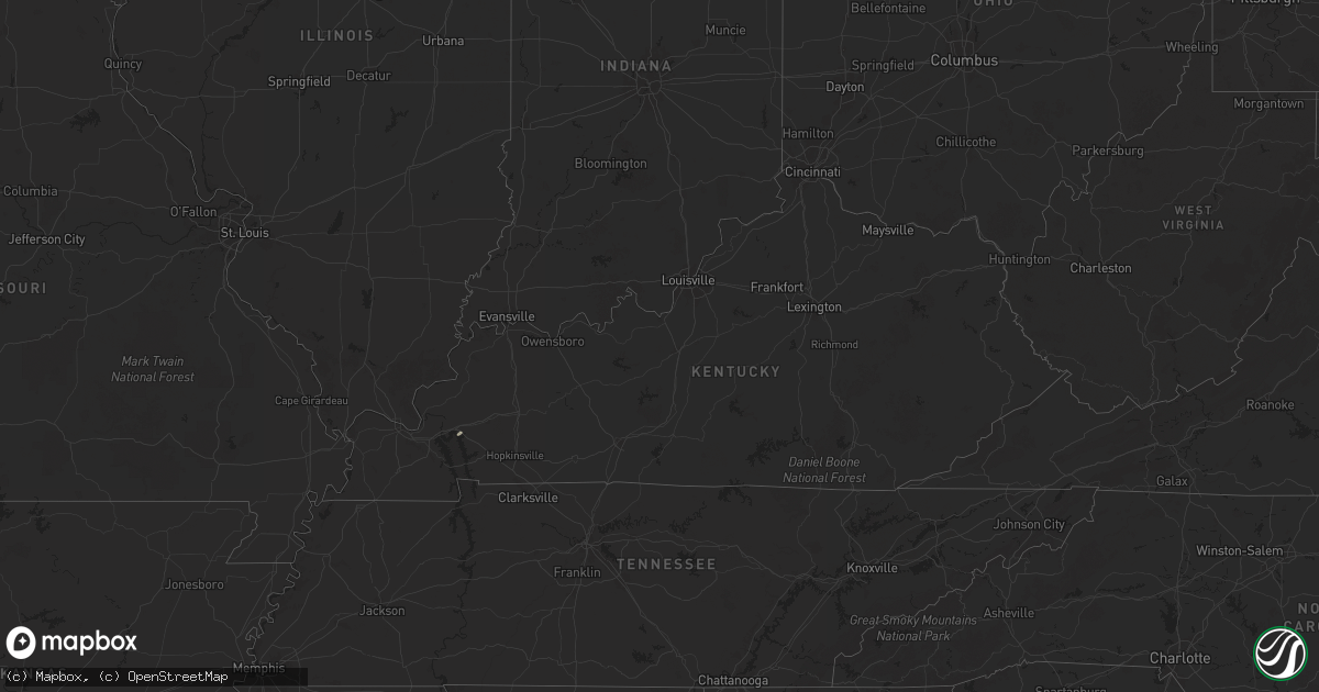 Hail map in Kentucky on December 17, 2024