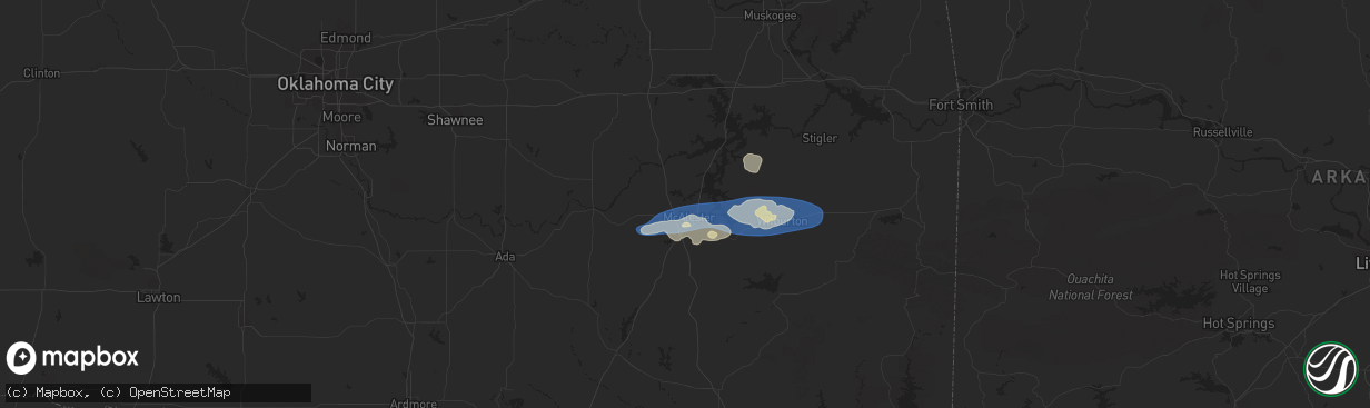 Hail map in Mcalester, OK on December 17, 2024