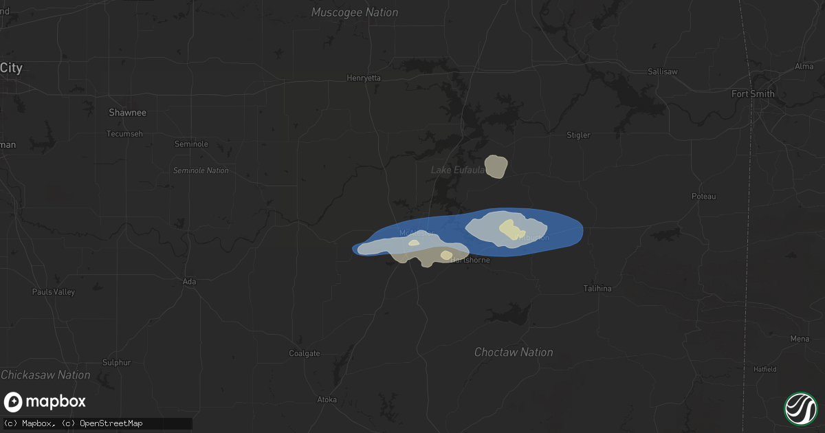 Hail map in Mcalester, OK on December 17, 2024