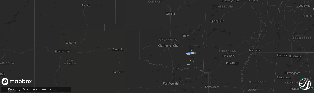 Hail map in Oklahoma on December 17, 2024