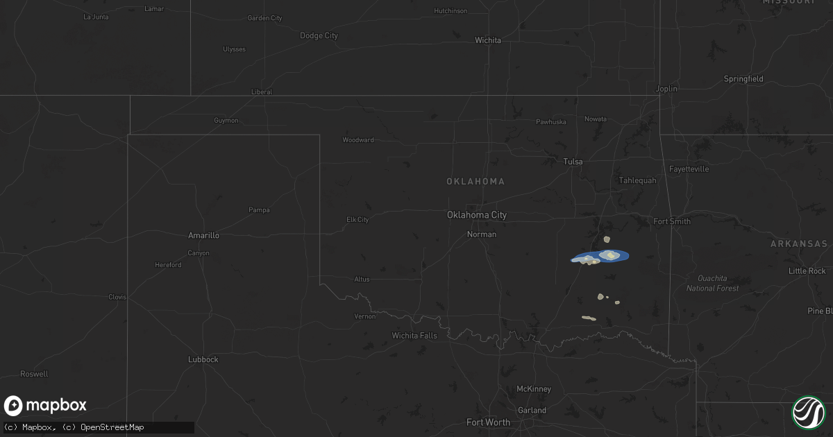 Hail map in Oklahoma on December 17, 2024