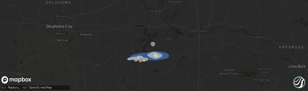 Hail map in Quinton, OK on December 17, 2024