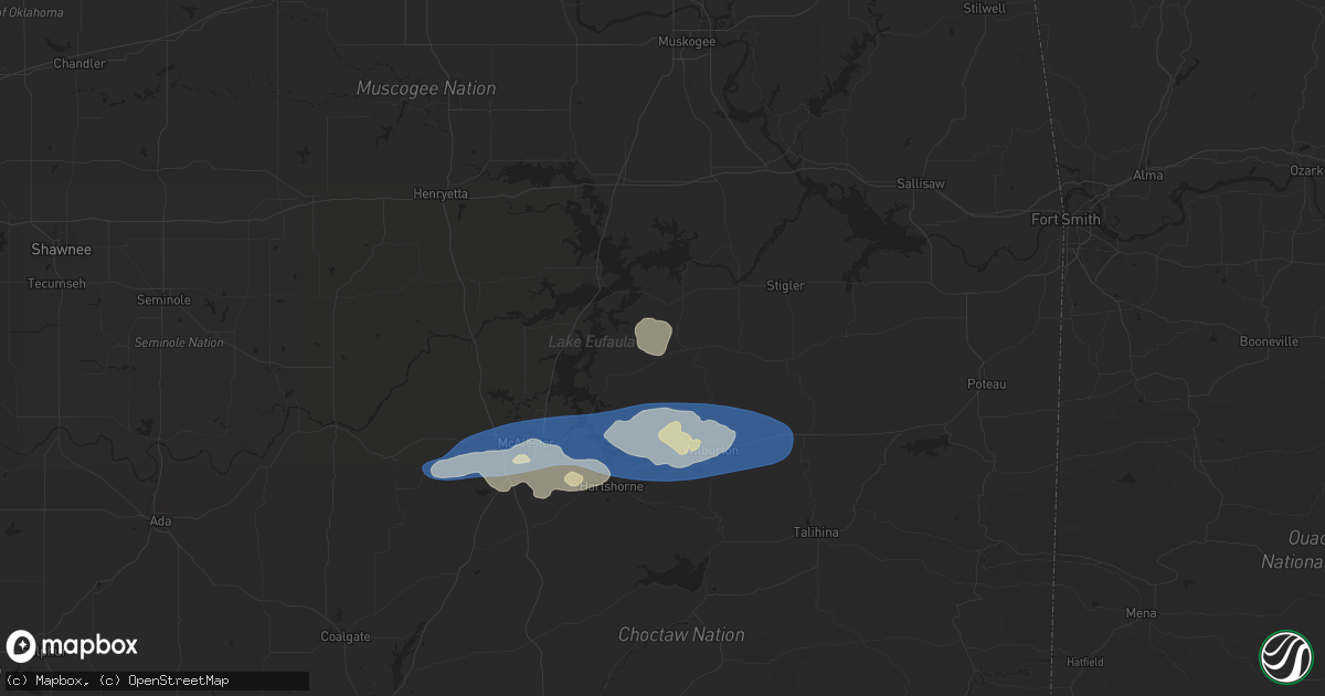 Hail map in Quinton, OK on December 17, 2024