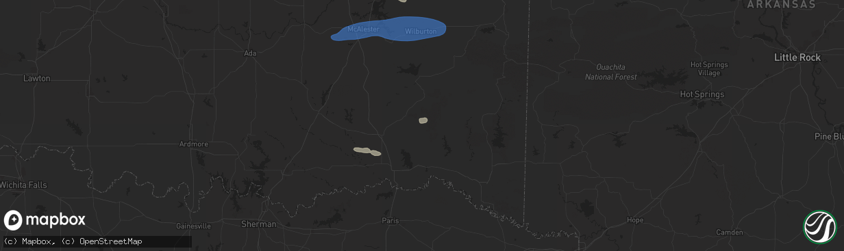 Hail map in Rattan, OK on December 17, 2024