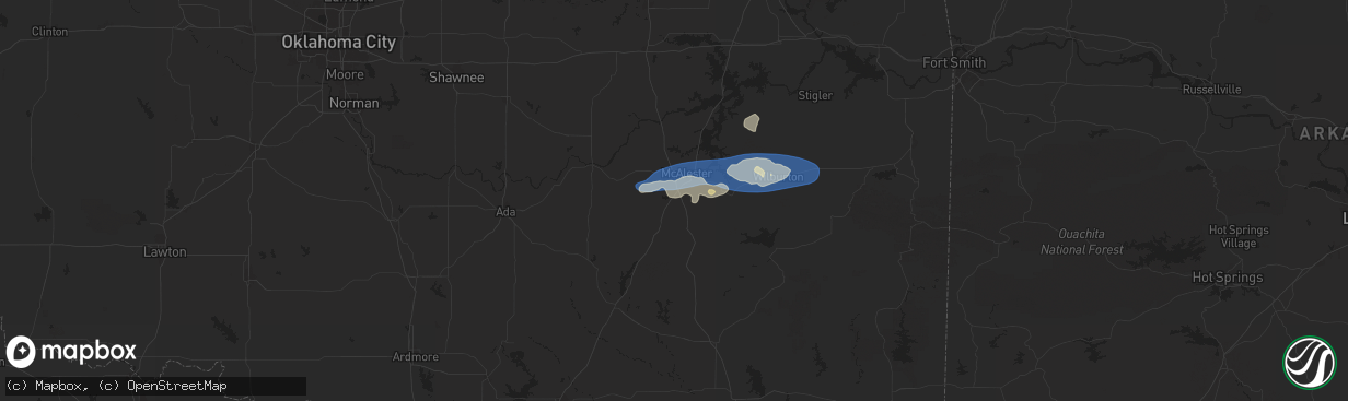 Hail map in Savanna, OK on December 17, 2024