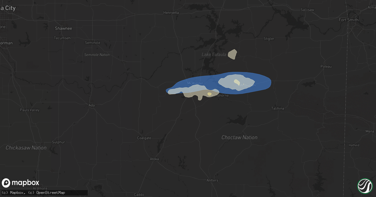 Hail map in Savanna, OK on December 17, 2024
