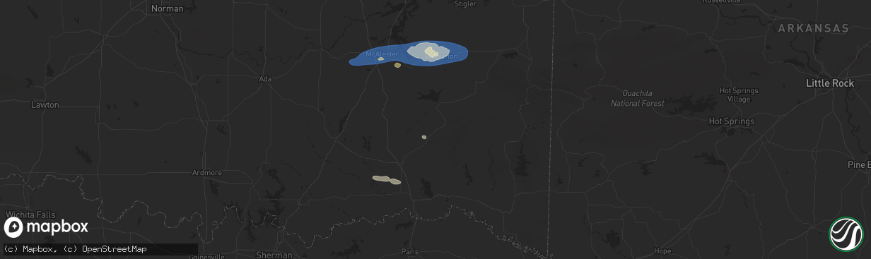 Hail map in Snow, OK on December 17, 2024