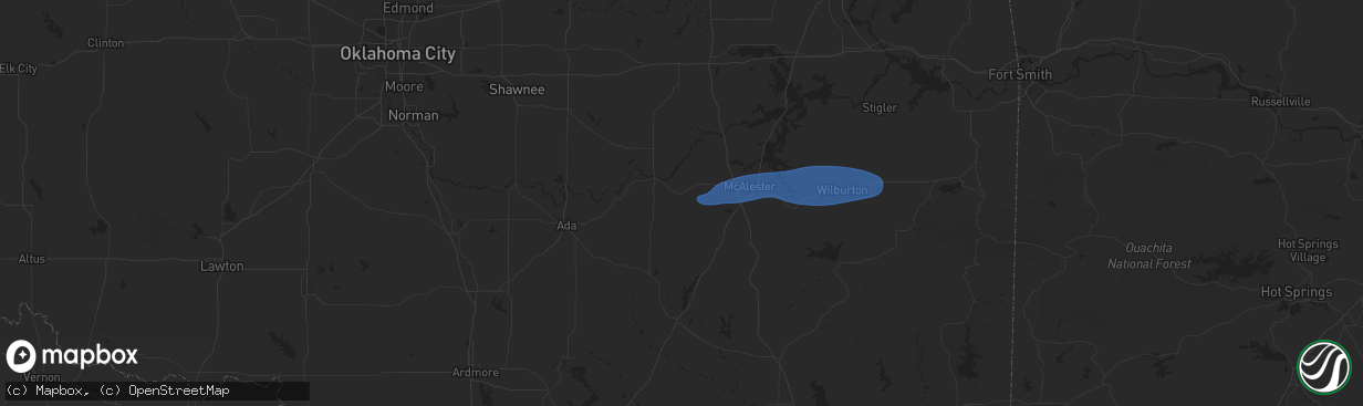 Hail map in Stuart, OK on December 17, 2024