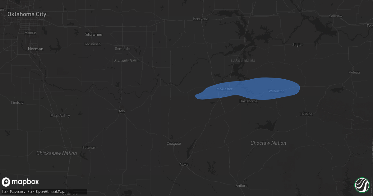 Hail map in Stuart, OK on December 17, 2024