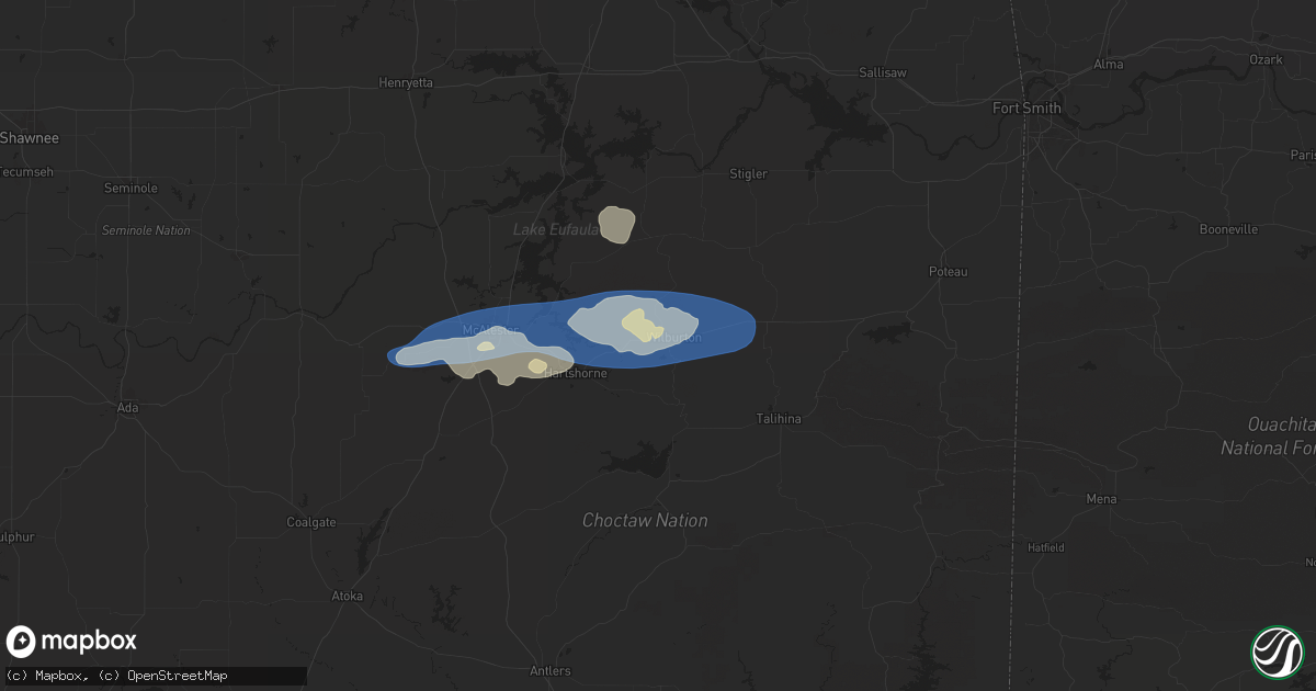 Hail map in Wilburton, OK on December 17, 2024