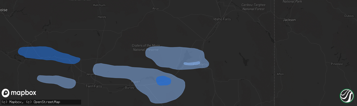Hail map in Aberdeen, ID on December 17, 2025