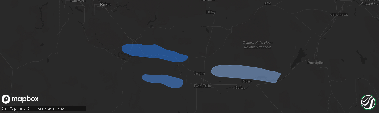 Hail map in Gooding, ID on December 17, 2025