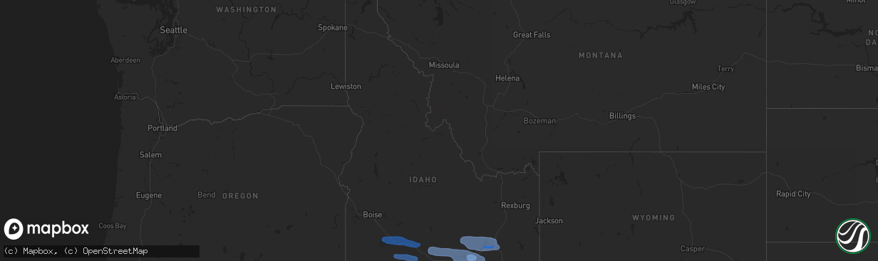 Hail map in Idaho on December 17, 2025