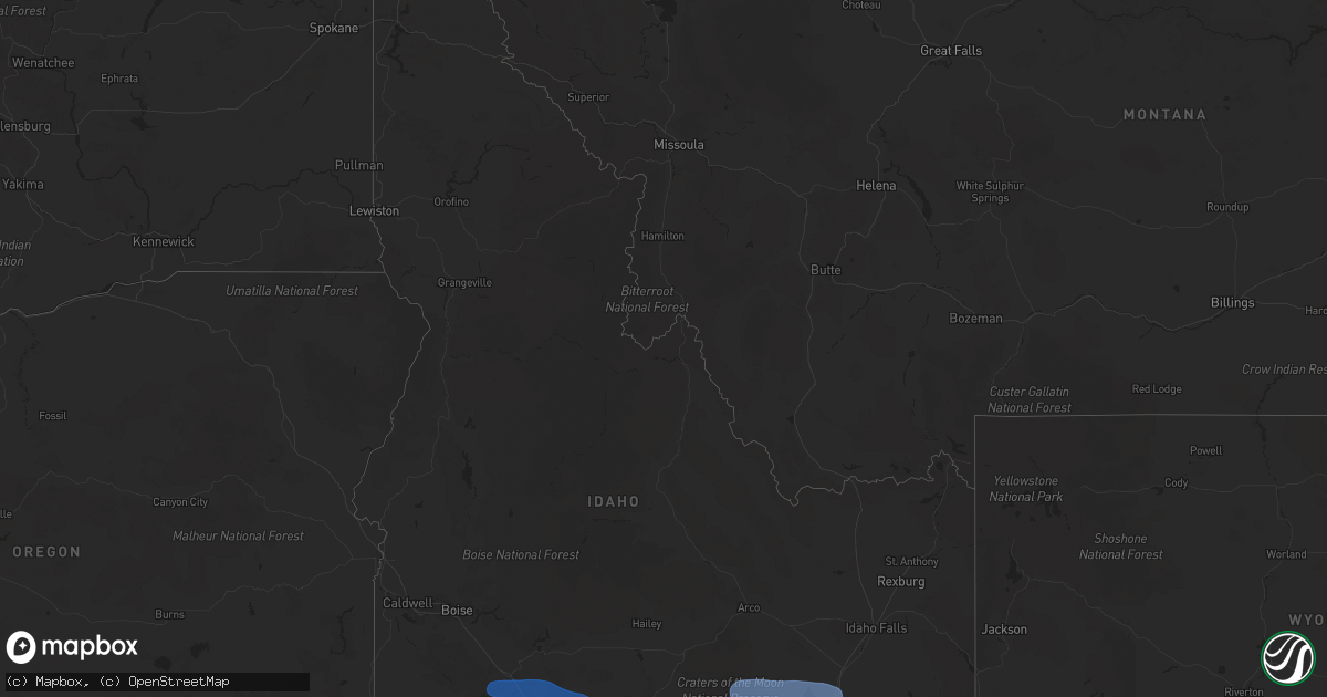 Hail map in Idaho on December 17, 2025