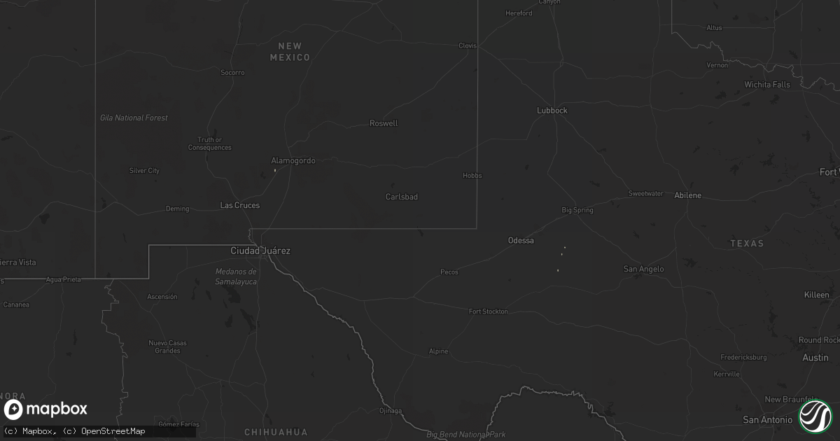 Hail map on December 18, 2011