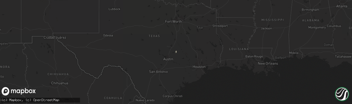 Hail map in Texas on December 18, 2014