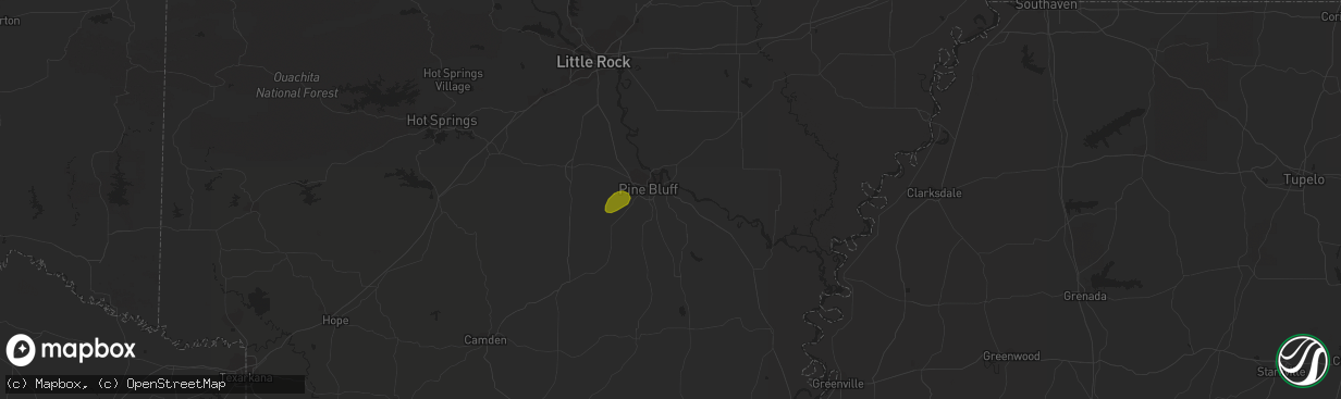 Hail map in Pine Bluff, AR on December 18, 2016