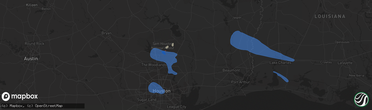 Hail map in Cleveland, TX on December 18, 2021