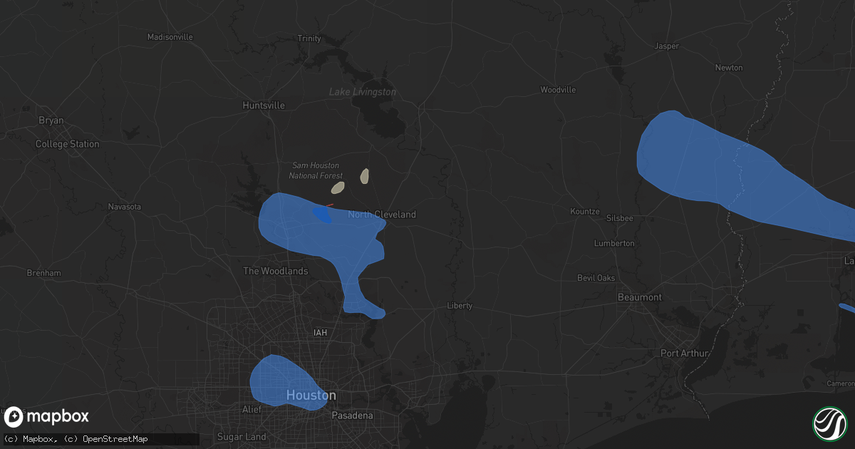 Hail map in Cleveland, TX on December 18, 2021