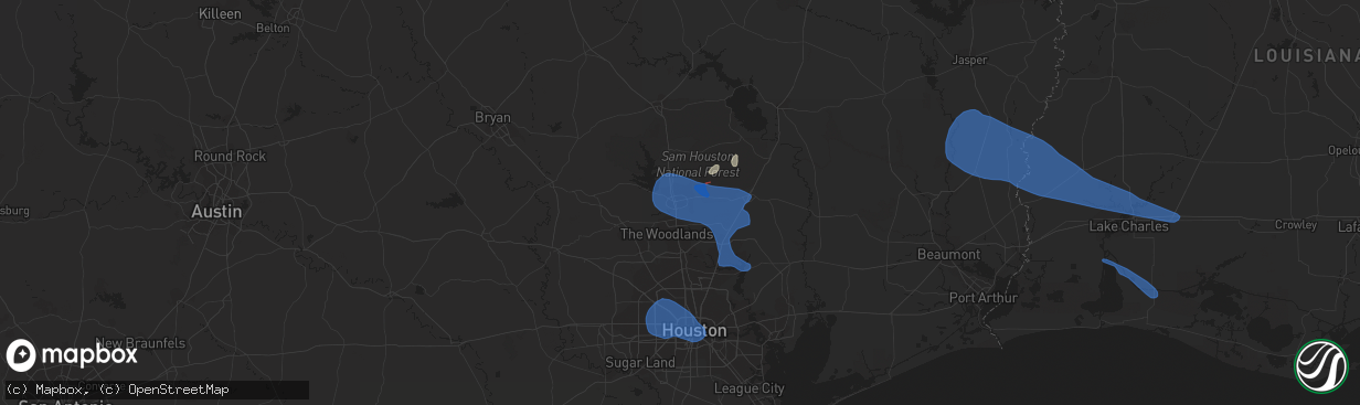 Hail map in Conroe, TX on December 18, 2021