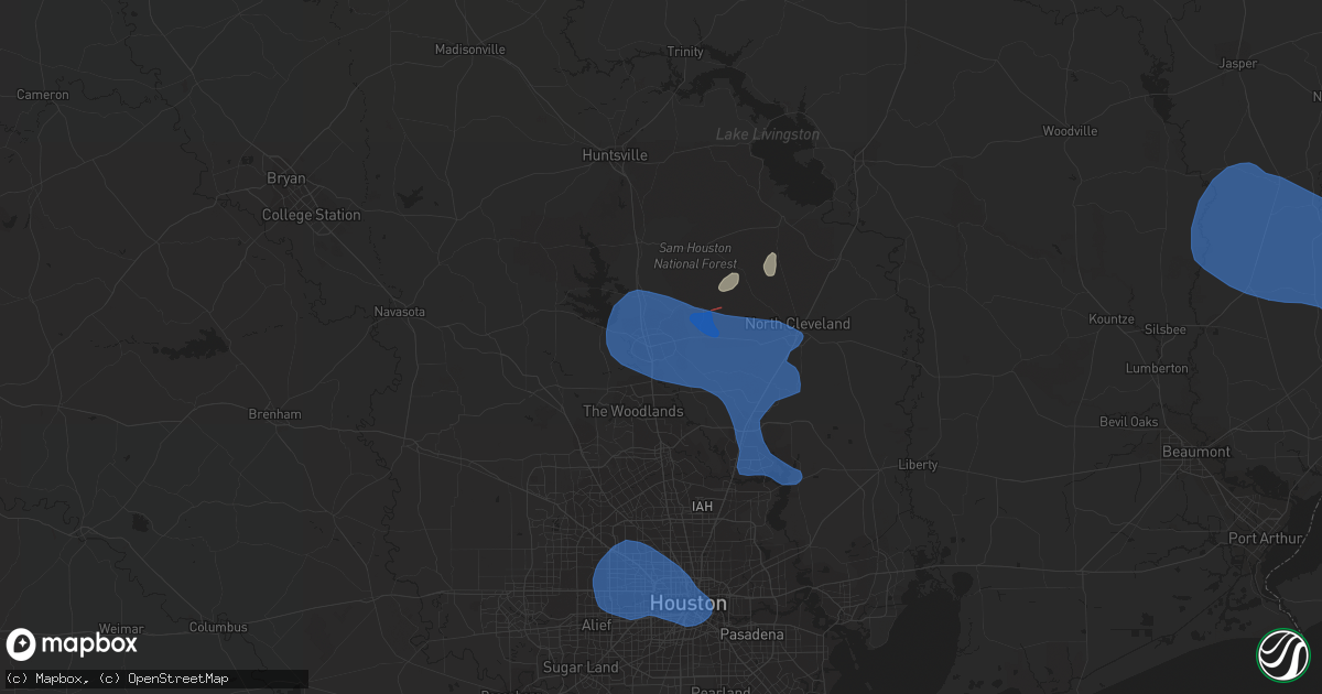 Hail map in Conroe, TX on December 18, 2021