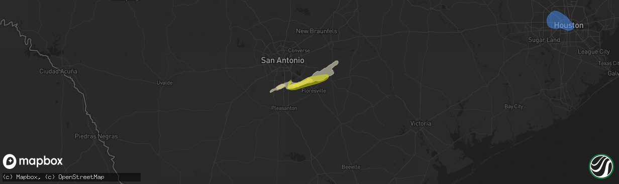 Hail map in Floresville, TX on December 18, 2021