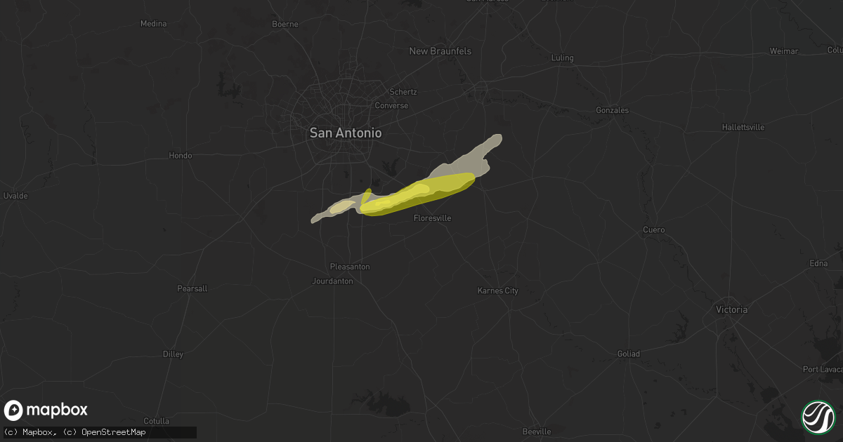Hail map in Floresville, TX on December 18, 2021