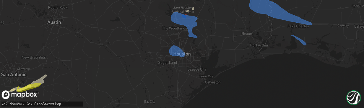 Hail map in Houston, TX on December 18, 2021