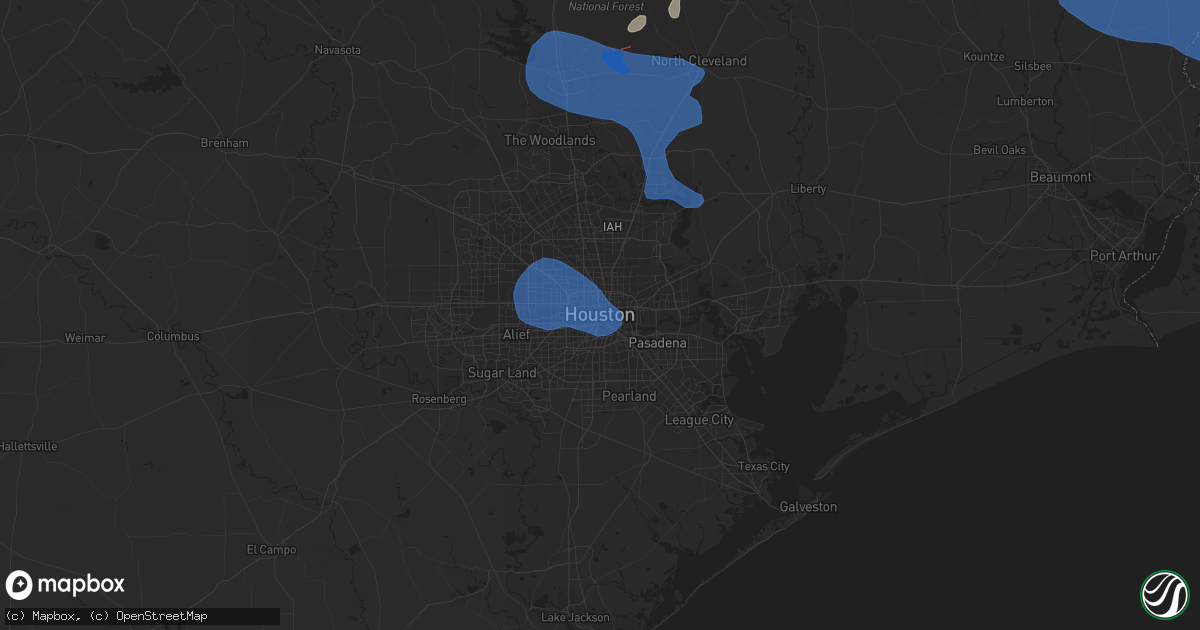 Hail map in Houston, TX on December 18, 2021