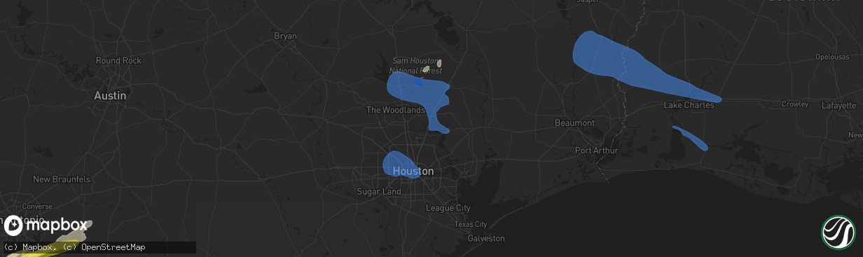 Hail map in Kingwood, TX on December 18, 2021