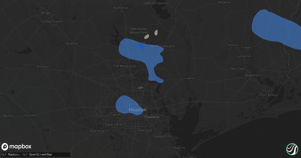 Hail map in Kingwood, TX on December 18, 2021