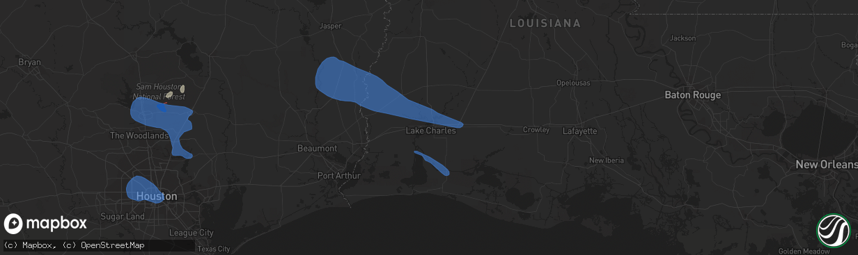 Hail map in Lake Charles, LA on December 18, 2021