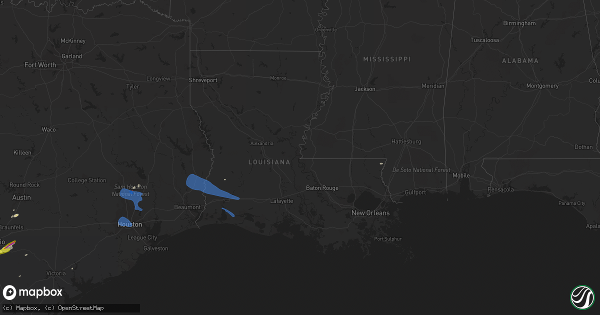 Hail map in Louisiana on December 18, 2021