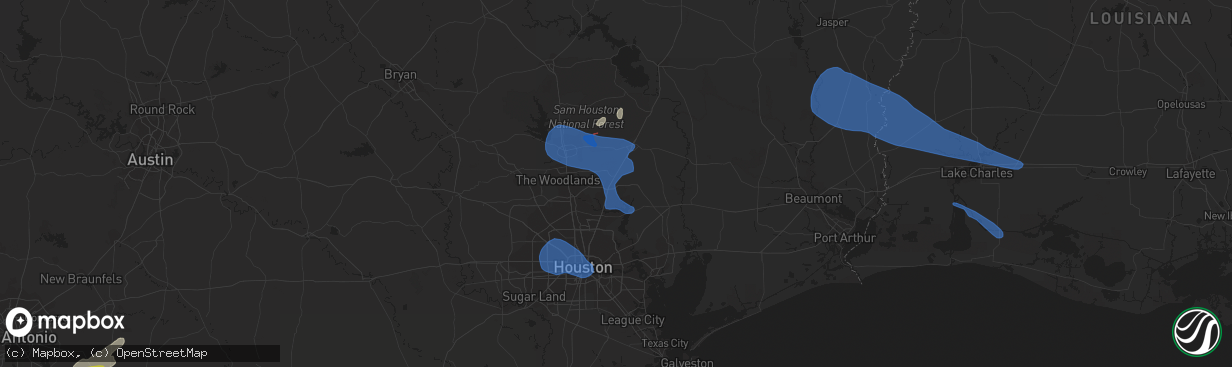 Hail map in New Caney, TX on December 18, 2021