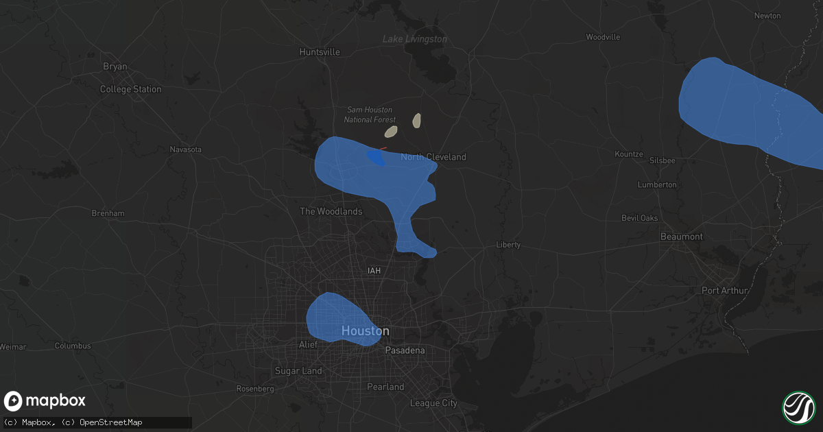 Hail map in New Caney, TX on December 18, 2021