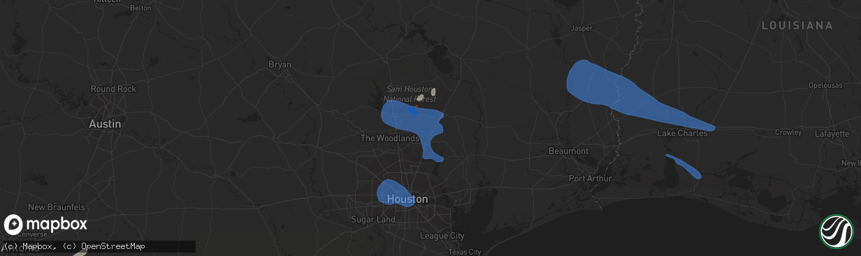 Hail map in Splendora, TX on December 18, 2021