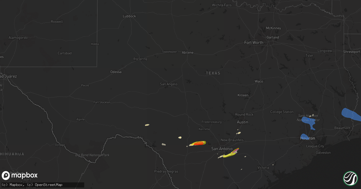 Hail map in Texas on December 18, 2021