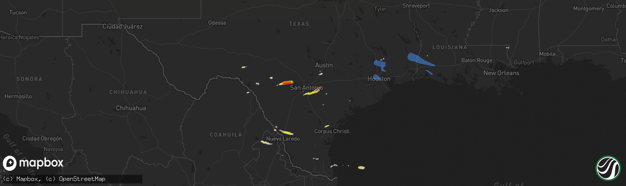 Hail map on December 18, 2021