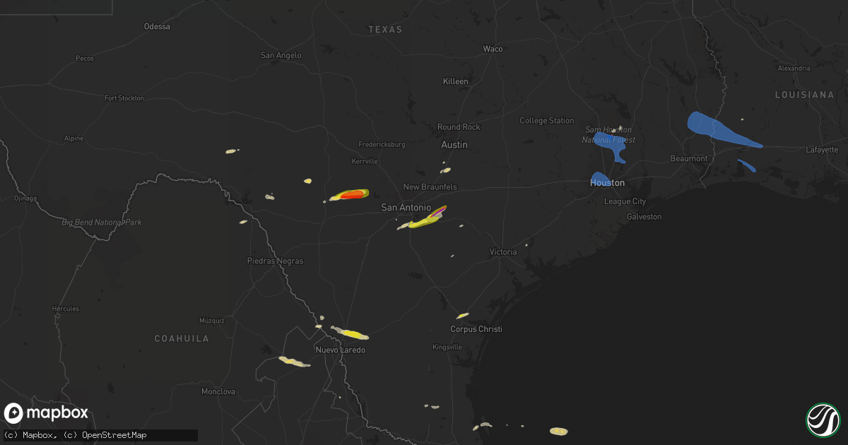 Hail map on December 18, 2021