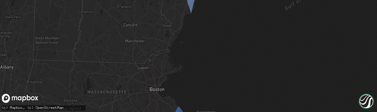 Hail map in East Falmouth, MA on December 18, 2023