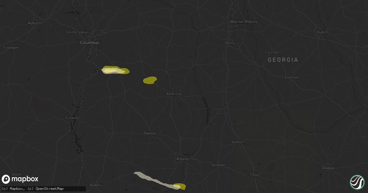 Hail map in Americus, GA on December 18, 2024