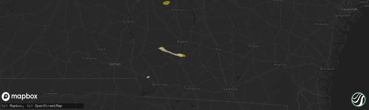 Hail map in Baconton, GA on December 18, 2024