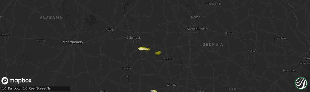 Hail map in Buena Vista, GA on December 18, 2024