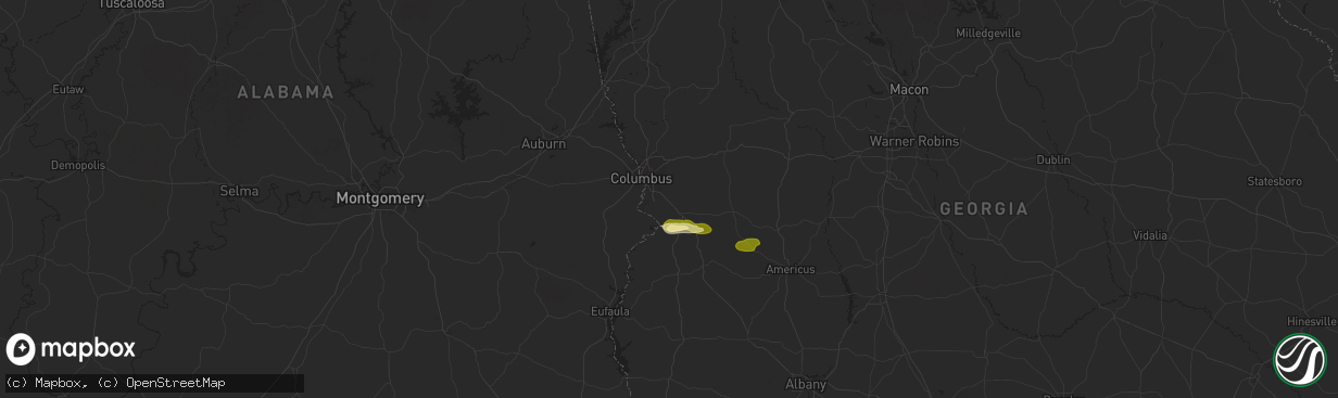 Hail map in Fort Benning, GA on December 18, 2024