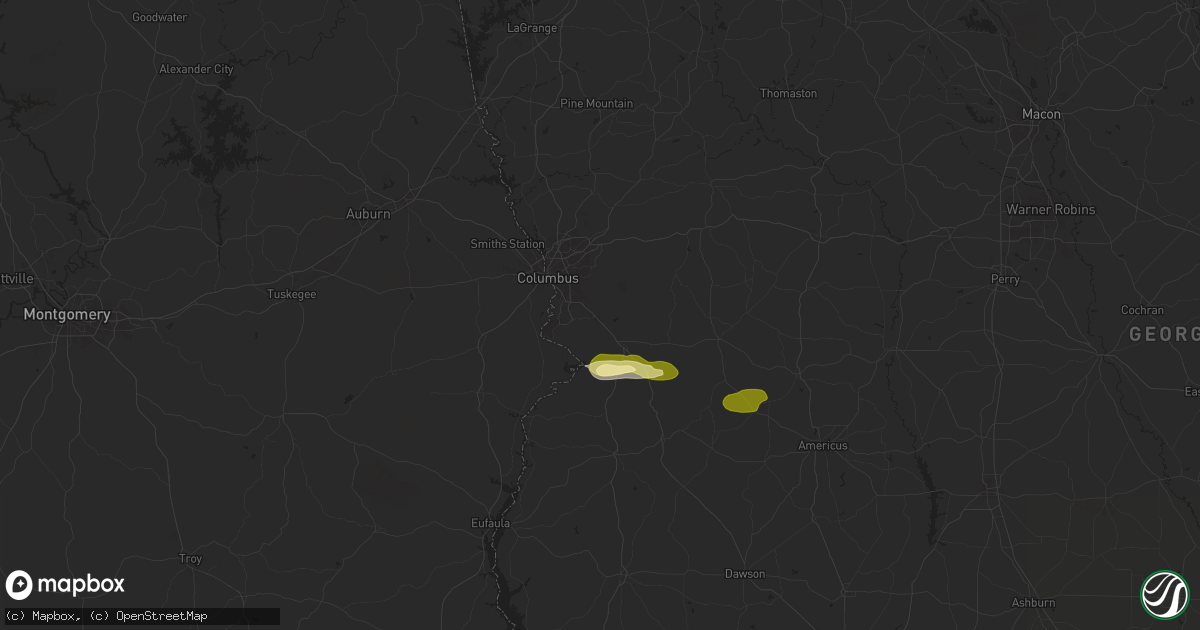 Hail map in Fort Benning, GA on December 18, 2024