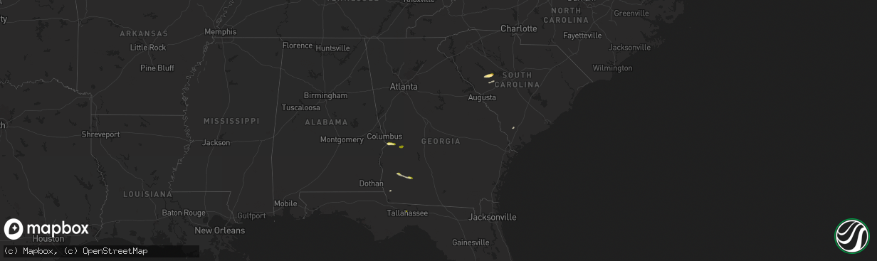 Hail map in Georgia on December 18, 2024