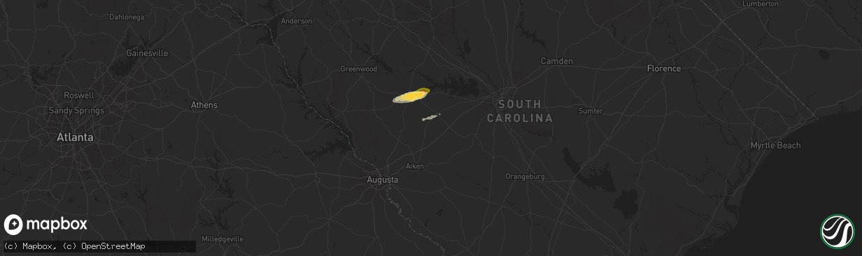 Hail map in Monetta, SC on December 18, 2024