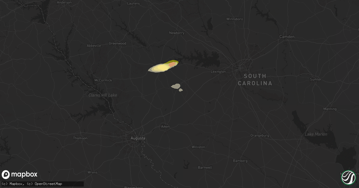 Hail map in Monetta, SC on December 18, 2024