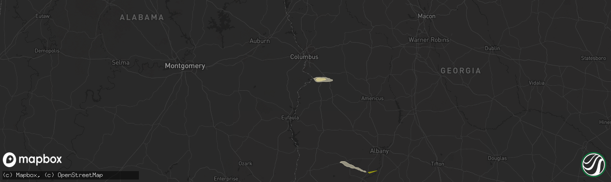 Hail map in Omaha, GA on December 18, 2024