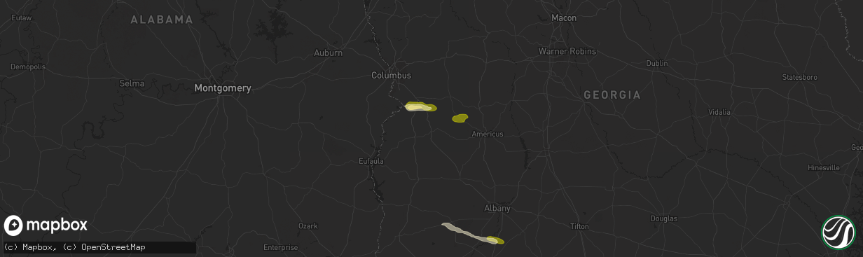 Hail map in Richland, GA on December 18, 2024